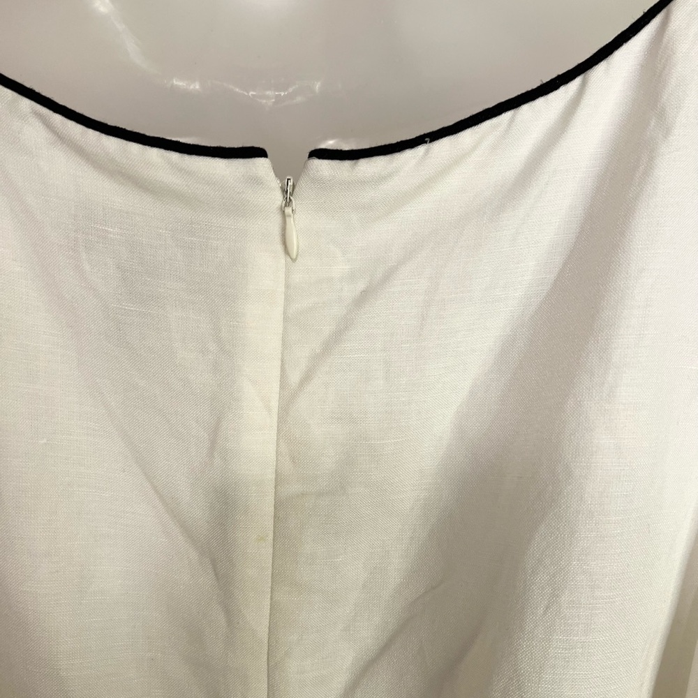 New Kim Rogers Linen Blend Dress White Black Pink Waist Tie Belt 18 Sleeveless - Picture 5 of 8